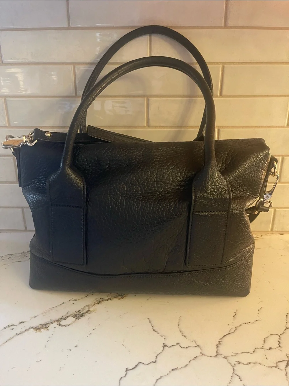 kate spade Southport Avenue Carmen Black Pebbled Leather Satchel with Tassel